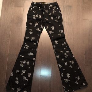 Michael Kors Black Bell Bottoms w/ Silver Flowers